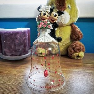 Disney Mickey & Minnie Mouse Glass Wedding Bell